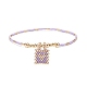 Bracelet extensible en perles de verre avec perles en laiton BJEW-MZ00005-4