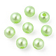 スプレー塗装 abs 樹脂プラスチック模造パール ビーズ  ラウンド  淡緑色  6x5.5mm  穴：1.8mm  約4540個/ 500 G OACR-T015-05A-10-3