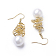 Synthetic Shell Pearl Dangle Earrings EJEW-P179-03G-02-2