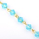 Chaînes de perles de verre bicone manuelles pour fabrication de bracelets et colliers AJEW-JB00039-04-1