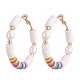 Boucles d'oreilles créoles heishi en laiton de style femmes de basket-ball EJEW-JE04086-01-1