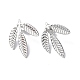 304 Stainless Steel Leaf Stud Earrings for Women EJEW-F300-11P-1