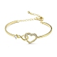 Bracelet manchette en laiton cœur infini avec zircone cubique transparente et chaînes de sécurité BJEW-L683-02G-1