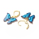Aretes colgantes de mariposa con esmalte de aleación EJEW-JE05045-4