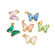 Glas-Anhänger, mit messingklarem Mikropflaster Zirkonia, Schmetterling, golden, Mischfarbe, 24x21x4 mm, Bohrung: 5.5x3.5 mm