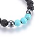 Natural Lava Rock and Non-Magnetic Synthetic Hematite Beads Braided Bead Bracelets BJEW-JB03975-03-2