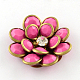 Opaque Acrylic Flower Cabochons with Rhinestone and Golden Tone Brass Bottom FIND-R027-11A-1
