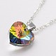 Heart Electroplated Glass Pendant Necklaces NJEW-JN01390-3