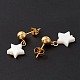 Synthetic Shell Star Pendant Double Layer Necklaces and Dangle Stud Earrings SJEW-F217-01B-G-7