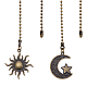 CRASPIRE 2 Style Sun Moon Star Ceiling Fan Pull Chain Bronze Extender Charm Pendant Adjustable Decorative 12.3in Extension Connector Ball Bead Cord Replacement Hanging Ornament for Lighting Lamp Decor FIND-CP0001-79-1
