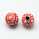 Handmade Flower Pattern Polymer Clay Round Beads CLAY-Q221-24-2