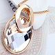 Plaqué or véritable ovale alliage verre strass pendentif collier de chandail NJEW-DD0009-060A-3