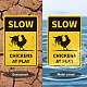 UV保護＆防水アルミニウム警告サイン  遊びで遅い鶏  きいろ  45x30cm AJEW-WH0111-H15-5