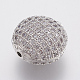 Perles de zircone cubique micro-pavées en laiton écologiques ZIRC-F083-060-RS-2