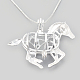 925 collier pendentif cage en argent sterling NJEW-S415-09-2