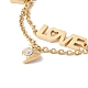 Bracelet à breloques cœur et mot d'amour en cristal strass avec 304 chaînes en acier inoxydable pour femme STAS-P304-15G-2