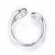 Brass Wire Wrap Teardrop Open Cuff Ring for Women RJEW-T001-96P-2