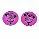 スプレープリントアイアン製ペンダント  ラバー加工スタイル  3dプリント  パグ犬のプリント模様  フラットラウンド  暗紫色  25.5x0.8mm  穴：1.2mm IFIN-T016-44-2