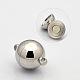 Round 304 Stainless Steel Magnetic Clasps with Loops STAS-N014-12mm-01-2