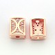Fashionable Brass Micro Pave Cubic Zirconia Rectangle Hollow Beads ZIRC-L007-11RG-1