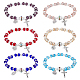 Fibloom 6 pièces 6 couleurs verre et acrylique imitation perle perles bracelets extensibles ensemble BJEW-FI0001-37-1