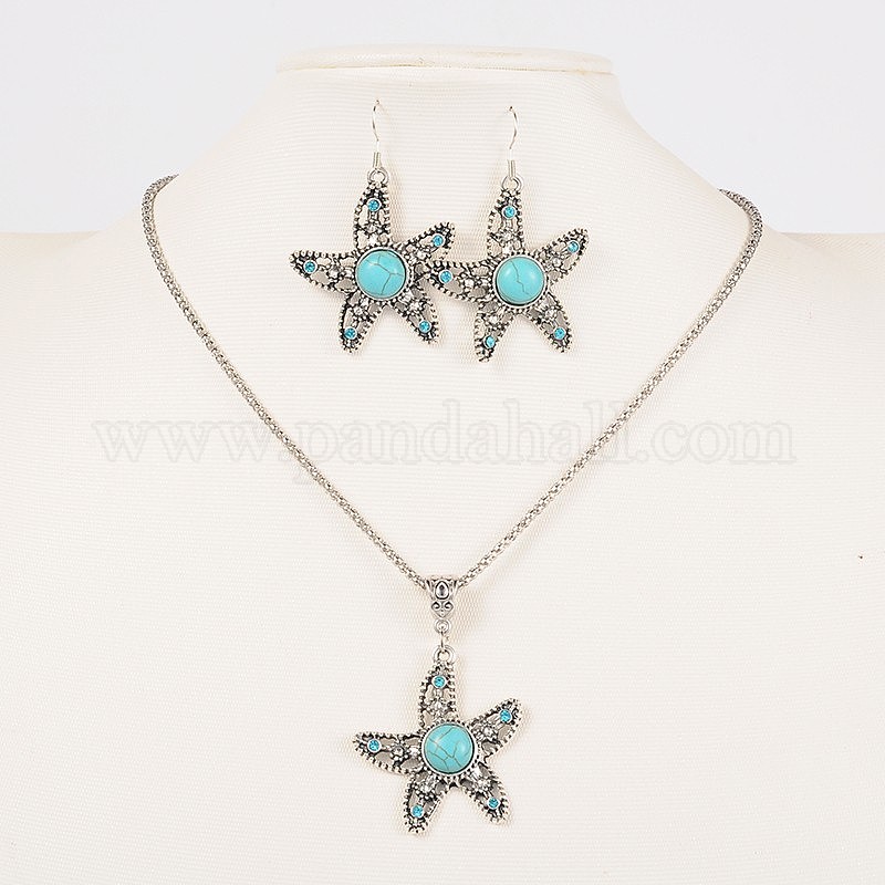 Wholesale Trendy Alloy Synthetic Turquoise Rhinestone Jewelry Sets