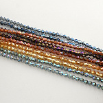 Abalorios de vidrio electrochapdo, arco iris chapado, bicono facetados, color mezclado, 4x4.5mm, agujero: 1 mm, aproximamente 92~96 pcs / cadena, 13.78~14.37 pulgada