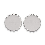 Configuraciones de cabujón de acero inoxidable 304 resistentes al deslustre, copas de bisel con borde de encaje, plano y redondo, color acero inoxidable, Bandeja: 20 mm, 21x3mm
