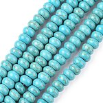 1 chapelet de perles en turquoise rondelle synthétique, teinte, turquoise, 8x5mm, Trou: 1mm, Environ 80 pcs/chapelet, 15.55 pouce