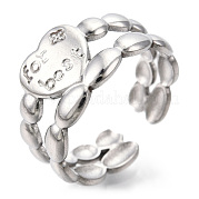 304 Stainless Steel Heart Cuff Rings RJEW-N038-117P