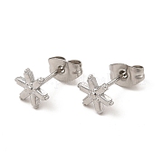 304 Stainless Steel Snowflake Stud Earrings for Women EJEW-I281-34P