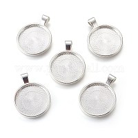 Flache runde Legierung Anhänger Fassungen&nbsp;PALLOY-A15654-S