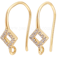 8Pcs 18K Gold Plated Earwires CZ Pave Fish Hook With Loop