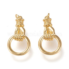 Pendente in ottone, con anelli di salto,  cadmio& piombo libero, placcato di lunga durata, pugno con anello, oro, 28x14.5x5mm, anello di salto: 5x0.8 mm, Diametro interno 3.3 mm.