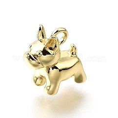 Encantos de latón, charms de perros, sin plomo y el cadmio, chapado en rack, Plateado de larga duración, real 18k chapado en oro, 10.5x5.5x10mm, agujero: 1.6 mm