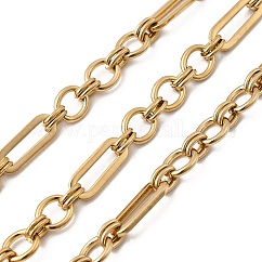 Прямоугольник из нержавеющей стали 304 с кольцевыми звеньями, несварные, ионное покрытие (ip), реальный 20k позолоченный, 14.5x5.5x1.3 мм