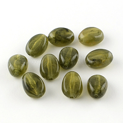 Perles acryliques ovales d'imitation pierre précieuse, vert olive, 18x13x9.5mm, Trou: 2mm, environ 310 pcs/500 g
