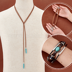 Кольца из искусственной кожи с овальными и каплевидными ожерельями SJEW-PH0001-12