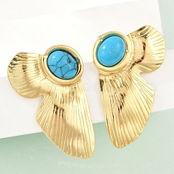 Серьги-гвоздики из нержавеющей стали 304 с синтетической бирюзой для женщин&nbsp;EJEW-U046-16G