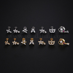 Лабреты из нержавеющей стали с микропаве из прозрачного кубического циркония с внутренней резьбой&nbsp;WGBE4CC-02