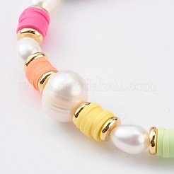 Bracciali elasticizzati con perline di argilla polimerica heishi&nbsp;BJEW-JB06026-04
