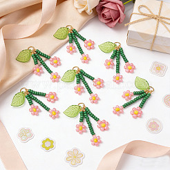 10 pz pendenti di fiori con perline di vetro&nbsp;PALLOY-SZ00069