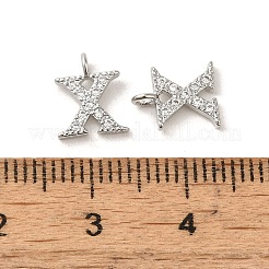 頭文字真鍮製マイクロパヴェキュービックジルコニアペンダント  文字x  9~10x4~10x1.5~2mm  穴：1.5mm&nbsp;ZIRC-F008-X