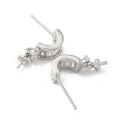 Фурнитура для серег-гвоздиков из латуни с паве из прозрачного кубического циркония KK-D369-08P