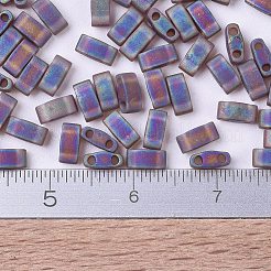 MIYUKIハーフティラビーズ  日本製シードビーズ  2の穴  （htl135fr）マットな透明ルートビールab  5x2.3x1.9mm  穴：0.8mm  約1250個/50g&nbsp;SEED-X0054-HTL0135FR