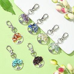 Плоские круглые подвески из сплава в тибетском стиле с древом жизни HJEW-JM01743-02