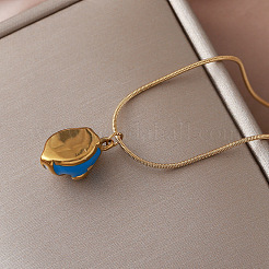 Colliers pendentifs demi-ovales vintage européens en acier inoxydable 304 pour femmes&nbsp;PK1289