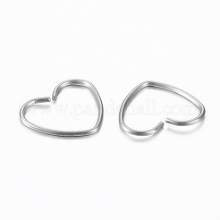 変色しにくい304ステンレススチール製キーチェーン留め具  ハート  ステンレス鋼色  11.5x13x0.8mm&nbsp;STAS-G161-08B
