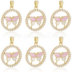 6 шт. латунные подвески с эмалью из микрофибры и кубического циркония KK-BBC0020-66