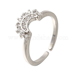 Кольца-манжеты из латуни с микропаве из кубического циркония для женщин RJEW-D079-01A-RS